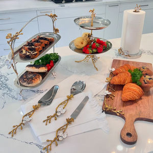 Vajilla de dos niveles, accesorio de postre, soporte de pastel de Metal para fiesta de boda, hoteles, soporte de exhibición dulce, soporte de pastel - Product Image 1