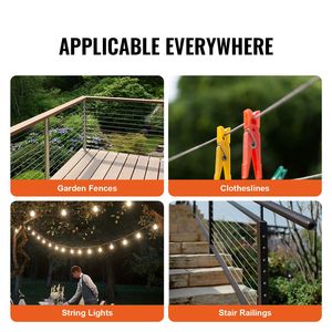 Kit Cavo in Acciaio Inossidabile 316 da 1/8'' x 31,4 m (100 ft) con 20 Guaine, 10 Puntali, Resistenza alla Rottura 1600 Libbre, e Clip per Fune Metallica 7x7 - Product Image 5