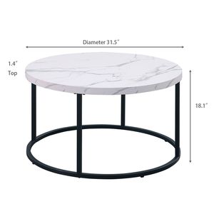 Tavolino da caffè in marmo bianco da 31,5 pollici per soggiorno - Product Image 4