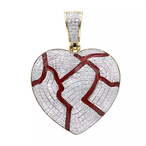 Collier avec pendentif en forme de cœur, plaqué or 18 carats, diamant, bijoux de luxe unisexe, cadeau - Product Image 1