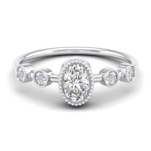 Anillos de compromiso REYES elegantes de plata de ley 925 con corte ovalado de moissanita de 0.54 quilates para mujer, certificados por GRA, joyería fina solitaria. - Product Image 5