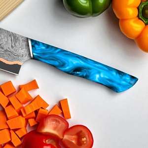 Couteau de cuisine professionnel en cuivre Damas de 8 pouces avec logo personnalisé, couteau Gyuto à pointe en K pour trancher, manche en bois, boîte cadeau – Vente en gros usine - Product Image 2