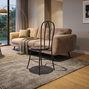 Modern <b>Iron</b> Side Chair with Elegant Curved Design for Indoor & Outdoor Use - Product Image 1