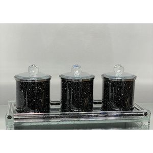 Ambrose squisito diamante schiacciato di vetro tè contenitori di zucchero di caffè barattolo di stoccaggio con vassoio in confezione regalo - Product Image 3