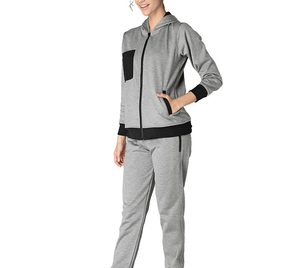 Ensemble de survêtement deux pièces respirant et élégant pour femme, 100 % coton molletonné, décontracté toutes saisons, service OEM - Product Image 4