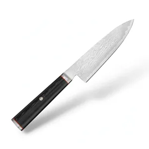 Couteau de chef de 6 pouces, manche noir grainé, lame à motifs argentés, couverts de cuisine pour trancher, hacher et couper en dés, préparation alimentaire pour restaurant - Product Image 2