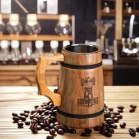 Jarra de Cerveza de Madera Hecha a Mano, Jarra de Madera de Primera Calidad para Amantes de la Cerveza, Incluye Bolsa de Regalo Medieval, Varios Tamaños