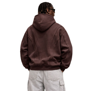 Sweat à capuche épais pour homme avec panneaux cousus, en molleton de coton surdimensionné, style streetwear, fabrication sous marque privée - Product Image 3