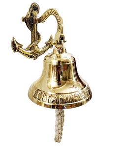 Campana Náutica de Latón con Diseño de Ancla, Campana de Pared Marítima Chapada en Oro, Decoración para Hogar u Oficina, Campana Dorada Hecha a Mano - Product Image 6