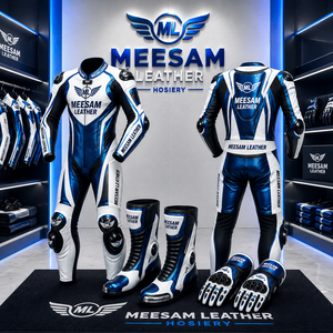 Combinaison de course moto en cuir à manches longues, respirante, avec protection airbag, design bleu-jaune pour homme, toutes saisons - Product Image 6