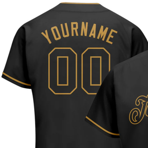 Maillot de baseball noir et or vieilli pour homme, boutonné, uniforme d'équipe, respirant, léger, pour tournoi sportif - Product Image 3