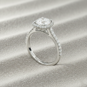 Cushion Outline Pav Diamond Halo Engagement <b>Ring</b> with Prong Setting Rose Gold Plated for Certified Luxury Design - Product Image 3