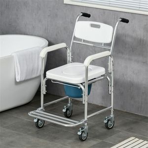 Sedia a Rotelle Portatile Moderna e Minimalista con Braccioli, Verniciata a Polvere - Product Image 2