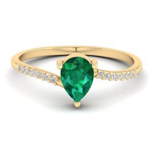 Anillo REYES de Diseño Clásico con Corte de Pera y Gema Esmeralda de 0.75 Quilates en Plata de Ley 925, Certificado GRA, Moissanita, Regalo de Boda, Joyería - Product Image 6