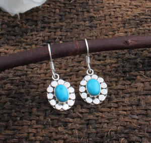 Pendientes de Turquesa Natural para Mujer, Estilo Occidental Boho, Joyería de Cobre Vintage, Piedra en Forma de Lágrima, Regalo para Ella, Venta al Por Mayor - Product Image 2