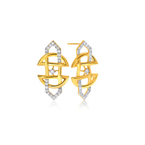 Boucles d'oreilles clous en diamant taille ronde Glam of Connections en or jaune, style romantique pour femme, à porter au quotidien - Product Image 2