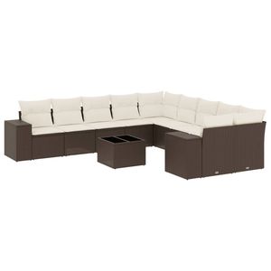 Grande Set di Divani Modulari da Esterno in Rattan PE Marrone, Arredamento da Patio - Product Image 2