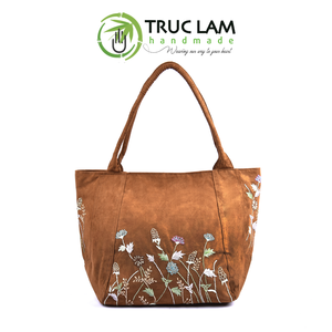 Wholesale Travel Bag <b>Large</b> Suede Bag with Hand-sewn Glass <b>Bead</b> Flower and Grass Patterns High Quality Eco-friendly Material - Product Image 2