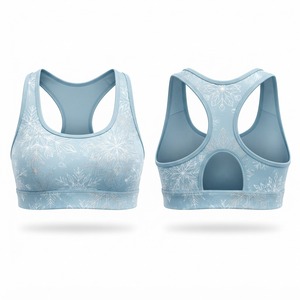 Sujetador Deportivo Atlético para Mujer, Diseño Personalizado, Azul, Estampado Abstracto, Espalda Cruzada, Top Corto, Compresión Elástica, para Entrenamiento Físico - Product Image 3