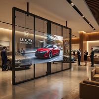 Pantalla LED Transparente para Interiores P3.91-7.81, Pantalla de Pared Metálica OEM para Publicidad en Ventanas de Centros Comerciales con Animación y Gráficos