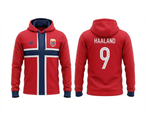 Sudadera con Capucha Inspirada en el Fútbol de Noruega, Sudadera Deportiva de Alto Rendimiento, Prenda Informal con Capucha y Estampado Personalizado - Product Image 1