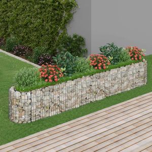 Grandes jardinières surélevées robustes en gabions d'acier galvanisé argenté - Product Image 1