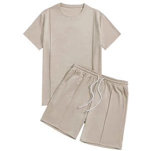 Latest Style Mens Short Sleeve Summer Wear Twin Sets Cotton Fabric T Shirt Shorts Set Casual Streetwear Fashion - Product Image 5