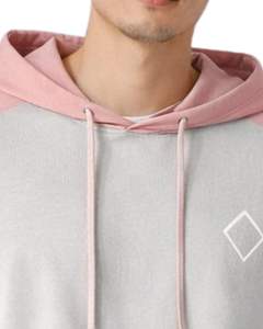Men Short Sleeve Hoodie T Shirt Grey <b>Pink</b> Color Block Casual Pullover Hooded Top With Logo Soft Cotton Blend Summer Wear Styles - Product Image 5