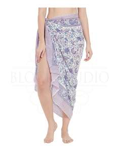 Pareo de algodón con estampado artesanal Sea Swirl Aqua Green para mujer, ligero, para cubrir el bikini, ideal para la playa y resorts de verano. - Product Image 5