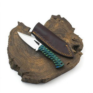 Couteau à dépecer Jexmoo personnalisé fait main, lame en acier Damas cuivré, bord droit, manche en résine avec étui en cuir - Product Image 2