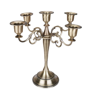 European Metal Candle Holder 5 Arm Metal Candle Holder Candelabra Retro Candlestick Holder - Product Image 1