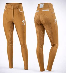 Wholesale Women's Equestrian Breeches High Waist Button Front Full Length Silicone Grip Lightweight Quick Dry Equine Custom Pant - Product Image 1