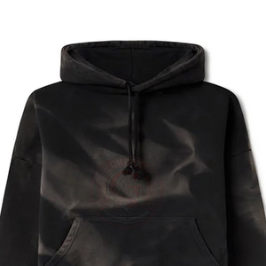 Men's Garment Washed Hoodie Soft Cotton Blend Pullover with <b>Retro</b> Inspired Look for Everyday Street Fashion - Product Image 3