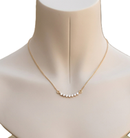 Kalung Emas Padat 10K 14K 18K Model Batang Melengkung Berlian, Kalung Minimalis Modern, Liontin Cluster, Perhiasan Pernikahan