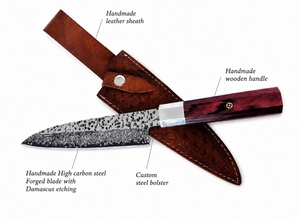 Couteau de chef LEGACY BLADES en acier Damas luxueux gravé, acier au carbone, avec manche en résine, ambidextre, compatible lave-vaisselle - Product Image 4