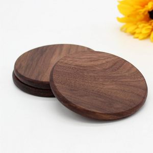 Stylish Cute Wooden Coasters Black Walnut Natural Wood Drink Coaster Modern <b>Table</b> Protection for Coffee <b>Table</b> Dining - Product Image 5