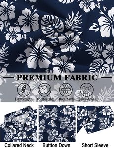 Chemises de plage populaires pour hommes, été, logo personnalisé, imprimé hawaïen, décontractées, respirantes, manches courtes, boutonnées, vêtements de vacances, grandes tailles - Product Image 6