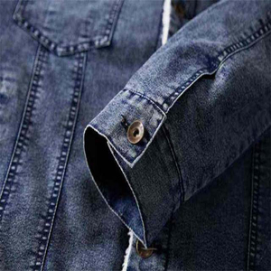 Men Men Denim Jacket With Sherpa Lining Casual Jeans Jacket <b>Thick</b> Washed Blue Jean <b>Coat</b> Regular Fit Breathable Men's Jacket - Product Image 4