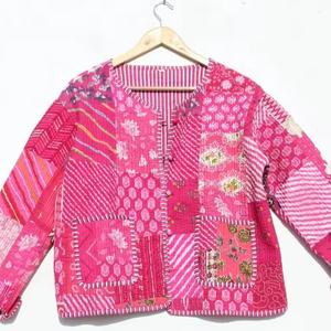 Nueva llegada acolchado Reversible forrado indio hecho a mano parche trabajo chaqueta abrigos Boho acolchado chaqueta para mujer - Product Image 1