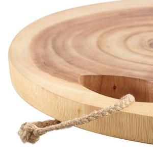 Planche à découper en bois d'acacia, design rond avec anneaux de bois, épaisse, durable, sûre pour les couteaux, idéale pour couper, servir et décorer une cuisine rustique - Product Image 2