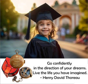 Thoreau's Go en toute confiance nautique laiton travail gravé cadran solaire boussole avec étui en cuir. - Product Image 6