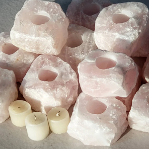 Support de bougie en pierre naturelle sculptée à la main en quartz rose, agate et pierres précieuses, pour la lithothérapie, vente en gros - Product Image 4