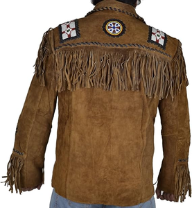 <b>Men's</b> Western Cowboy <b>Suede</b> Leather <b>Jacket</b> Fringed & Beaded Handmade Embroidered Vintage Style Regular Fit Premium Outerwear - Product Image 6