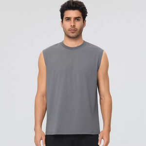 Débardeur de sport uni pour homme, léger, respirant, tricoté, séchage rapide, extensible, vente en gros d'usine - Product Image 6