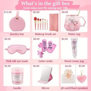 10 pz unico cesto regalo rosa per le donne migliore amica mamma moglie sorella collega-compleanno natale festa della mamma Set regalo - Product Image 3