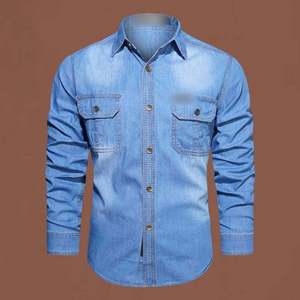 Meilleures chemises en jean décontractées pour hommes avec fermeture boutonnée, 100% coton, design et logo personnalisables, tissu de haute qualité - Product Image 5