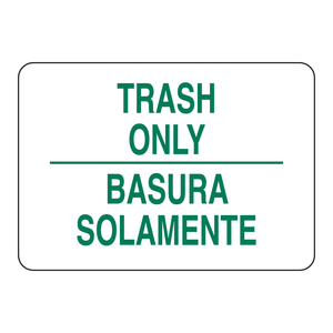 Letrero Bilingüe de Solo Desechos para Áreas de Basura Interiores y Exteriores - Product Image 1