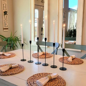 Black Long Candle Stand With Bow Design Elegant <b>Decorative</b> Accent Suitable For Home <b>Decor</b> And <b>Table</b> Styling From India - Product Image 4