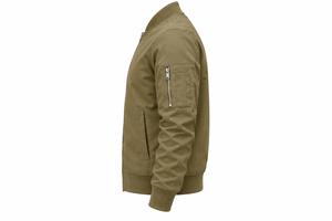 <b>Mens</b> <b>Khaki</b> Spring Casual Solid Windproof Bomber Jacket Lightweight Zipper Closure with Stand Collar Utility Sleeve Pocket - Product Image 3
