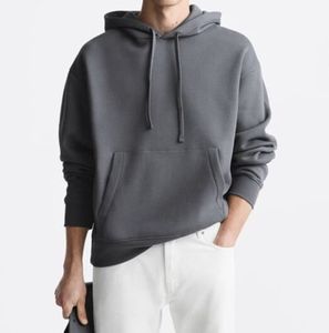 Sweat à capuche pour homme de haute qualité, épais, confortable, coupe régulière, poignets côtelés extensibles, uni, hiver, polyester/coton - Product Image 4